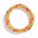 Wholesale set Seven Metal Beaded Bracelets Stone Beads D