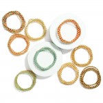 Wholesale set Five Beaded Stretch Bracelets Metal Tones Disk Beads D