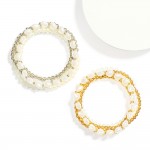 Wholesale set Five Beaded Stretch Bracelets Metal Tones Pearls Hearts D