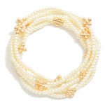 Wholesale set Five Pearl Beaded Bracelets Bubble Criss Cross Stations L