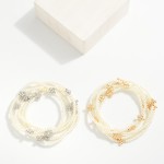 Wholesale set Five Pearl Beaded Bracelets Bubble Criss Cross Stations L