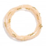 Wholesale set Five Beaded Stretch Bracelets Faceted Beads Metal Bubble Criss Cro