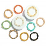 Wholesale set Five Beaded Stretch Bracelets Faceted Beads Metal Bubble Criss Cro