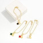 Wholesale gold Dipped Ball Chain Charm Bracelet Twisted Metal Circle Two Clover