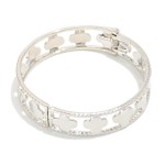 Wholesale metal Hinged Cuff Bracelet Clover Accents D
