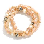 Wholesale set Four Beaded Bracelets Faceted Beads Semi Precious Stones Pearls D