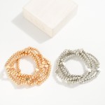 Wholesale set Five Metal Beaded Stretch Bracelets Dainty Metal Heart Beads D