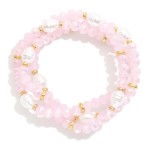 Wholesale set Three Beaded Bracelets Pearls Faceted Beads D