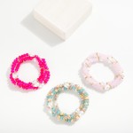 Wholesale set Three Beaded Bracelets Pearls Faceted Beads D