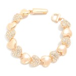 Wholesale metal Linked Heart Bracelet Rhinestones L