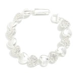 Wholesale metal Linked Heart Bracelet Rhinestones L