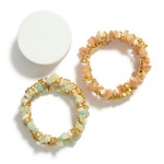 Wholesale set Three Stone Beaded Stretch Bracelets Metal Tones D