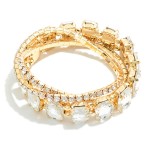 Set Of Three Rhinestone Studded Stretch Bracelets 

- Approximately 2.5" D