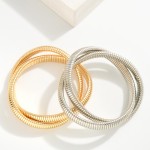 Wholesale two Intertwined Metal Cobra Stretch Bracelets D