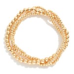 Wholesale set Three Metal Beaded Stretch Bracelets D
