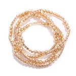 Wholesale set Four Metal Beaded Stretch Bracelets Rhinestone Accents D