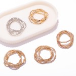 Wholesale set Four Metal Beaded Stretch Bracelets Rhinestone Accents D