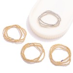 Wholesale set Three Metal Beaded Stretch Bracelets Rhinestone Detail D