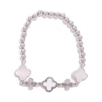 Wholesale metal Beaded Stretch Bracelet Enamel Acetate Clovers D