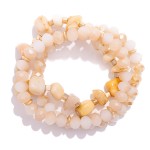 Wholesale set Three Beaded Stretch Bracelets Glass Faceted Beads Stones D