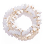 Wholesale set Three Beaded Stretch Bracelets Glass Faceted Beads Stones D