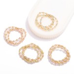 Wholesale set Three Beaded Stretch Bracelets Metal Tones Seed Beads D