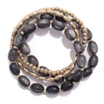 Wholesale set Four Beaded Stretch Bracelets Metal Tones Acetate Beads D
