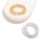 Wholesale set Four Beaded Stretch Bracelets Pearl Details D