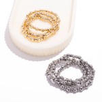 Wholesale set Three Faceted Metal Beaded Stretch Bracelets D