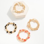 Wholesale set Five Metal Beaded Bracelets Faceted Bead Accents D