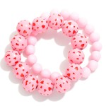 Wholesale set Two Beaded Bracelets Wood Beads Hearts D