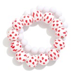 Wholesale set Two Beaded Bracelets Wood Beads Hearts D