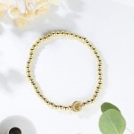 Wholesale metal Beaded Stretch Bracelet Initial Bead D