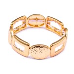 Wholesale metal Stretch Bracelet Textured Ovals Hollow Rectangles D