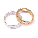 Wholesale metal Stretch Bracelet Textured Ovals Hollow Rectangles D