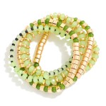 Wholesale set Five Beaded Stretch Bracelets Gold Details L