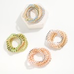 Wholesale set Five Beaded Stretch Bracelets Gold Details L