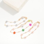 Wholesale chain Link Anklet Beaded Flower Stations D Extender L