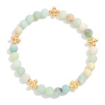Wholesale stone Beaded Stretch Bracelet Gold Bubble Criss Cross Stations D