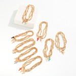 Wholesale set Three Metal Oval Bead Beaded Stretch Bracelets Enamel Crosses D
