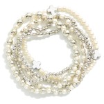 Wholesale set Five Beaded Bracelets Metal Cross Stations Pearls Metal Beads L