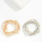 Wholesale set Five Beaded Bracelets Metal Cross Stations Pearls Metal Beads L