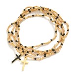 Wholesale set Five Petite Metal Beaded Bracelets Enamel Crosses Faceted Beads D