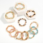 Wholesale metal Beaded Stretch Bracelets Faceted Stone Beads D