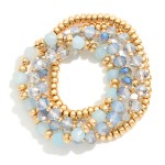 Wholesale set Five Beaded Stretch Bracelets Metal Tones Glass Crystal D