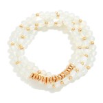 Wholesale set Thee Beaded Stretch Bracelets Metal Disk Faceted Stone Beads D