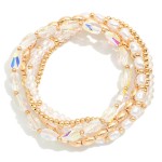 Wholesale set Five Beaded Stretch Bracelets Metal Faceted Oval Glass Crystal Pea