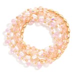 Wholesale set Five Beaded Stretch Bracelets Pearls Metal Tones Glass Crystal D