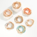 Wholesale set Five Beaded Stretch Bracelets Glass Beads Faceted Beads Gold Noted