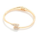 Gold Tone Rhinestone Teardrop Cuff Bracelet 

- Approximately 2.25" D